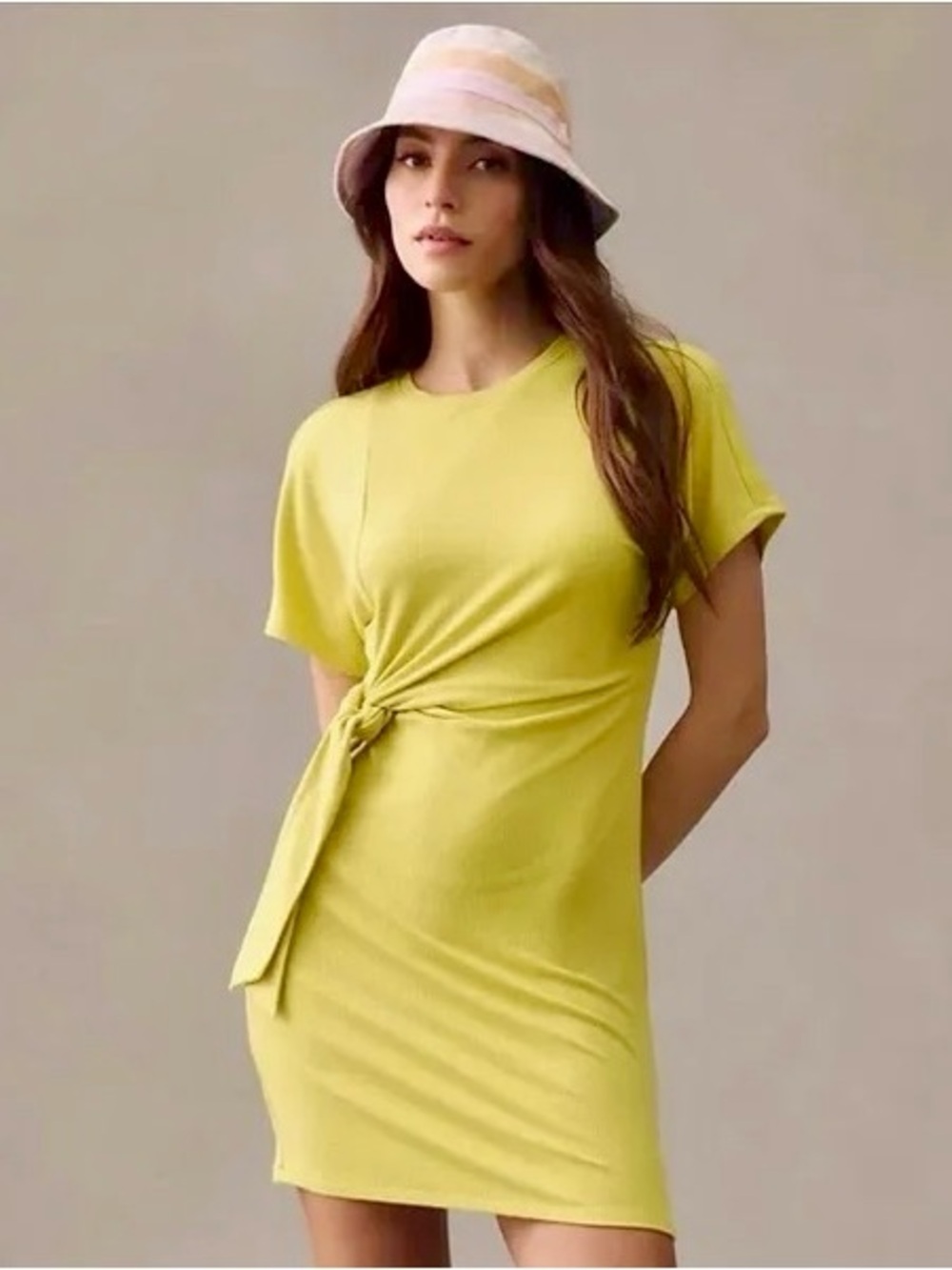 Anthropologie Daily Practice Nico Tie-Waist Dress in Celery